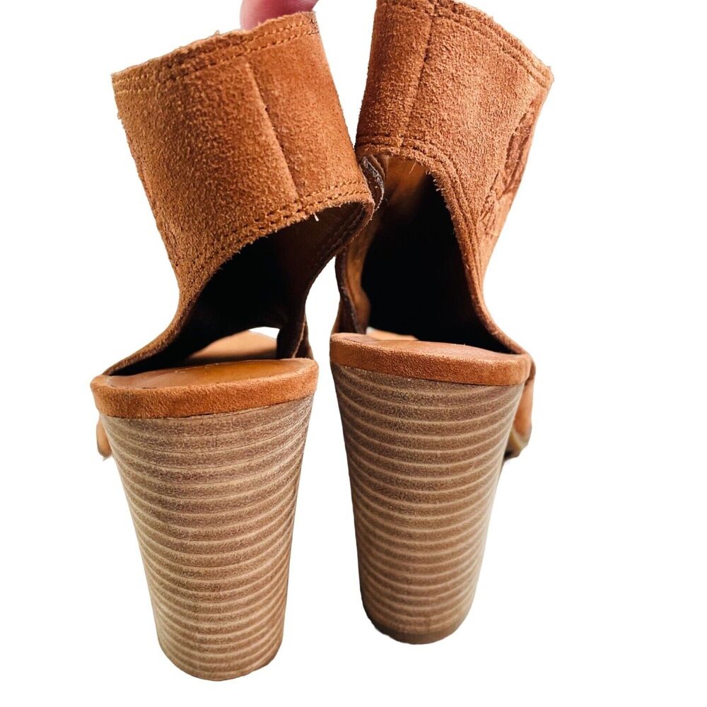 LUCKY BRAND Listana Brown Suede Open Toe Sandal Boot Size 8 - Picture 4 of 9